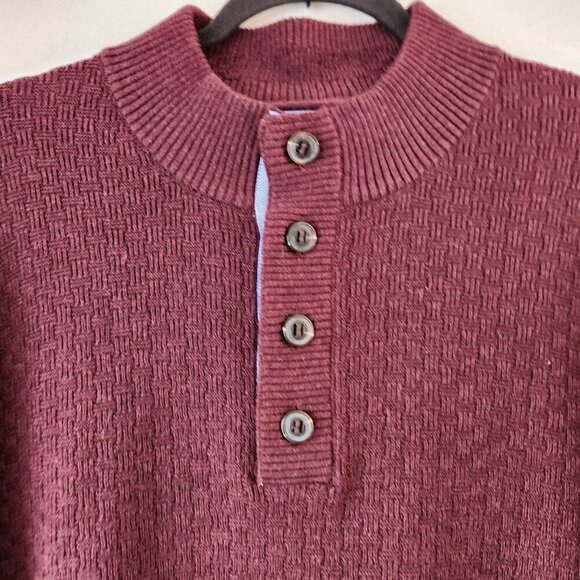 Jos A Bank 1905 Merino Wool Blend Button Collar Maroon Red Pullover Sweater XXL - Picture 2 of 7